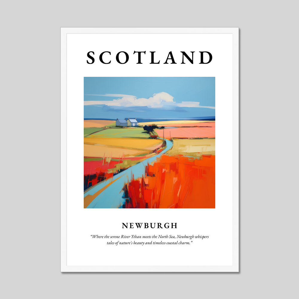 Poster in a white frame with the word Scotland