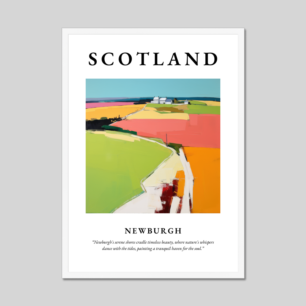 Poster in a white frame with the word Scotland