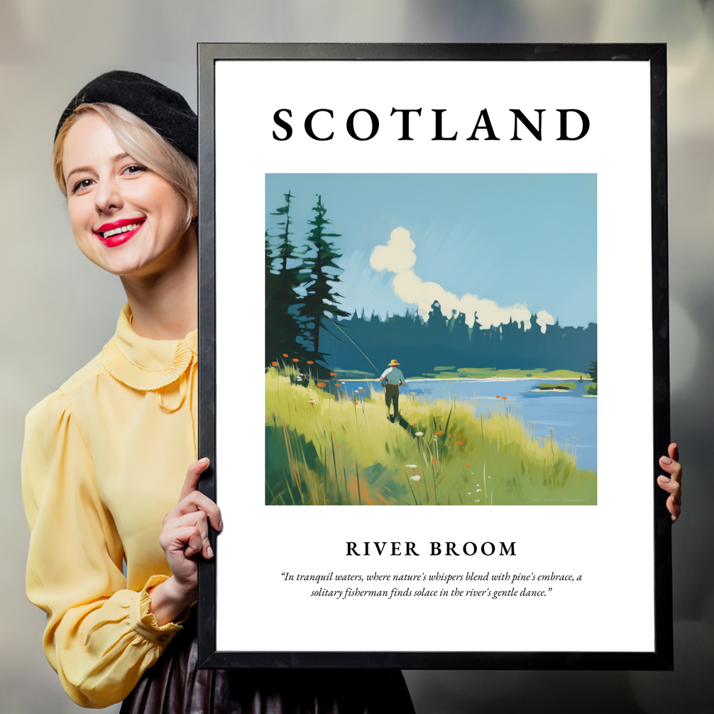 Person holding a poster of River Broom