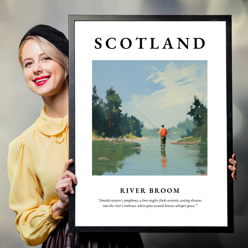 Person holding a poster of River Broom