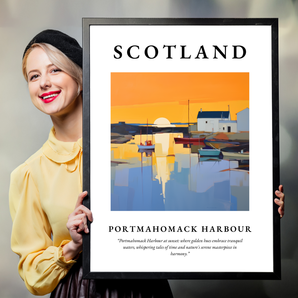 Person holding a poster of Portmahomack Harbour