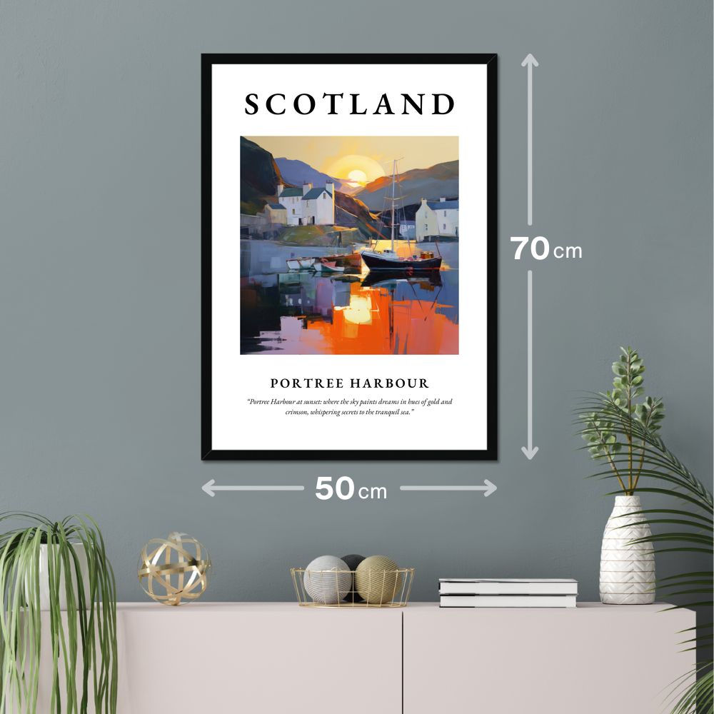 Poster of Portree Harbour hanging on a wall