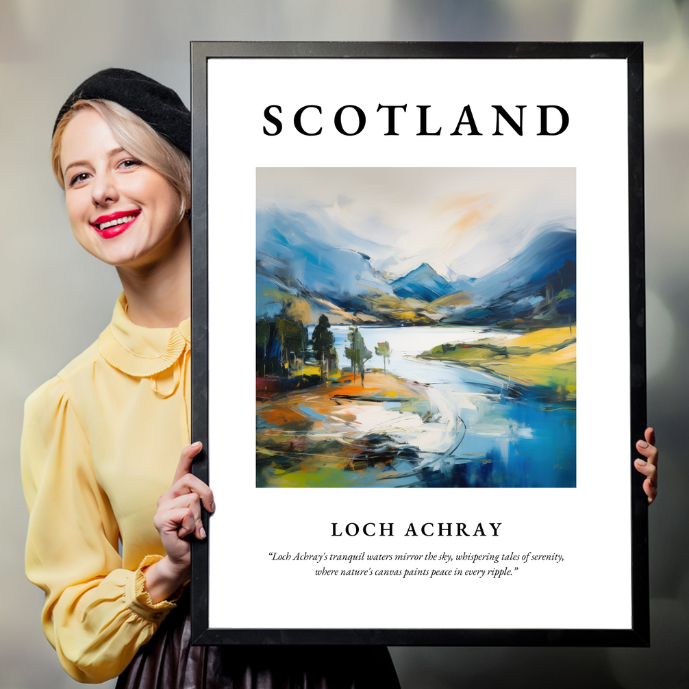 Person holding a poster of Loch Achray