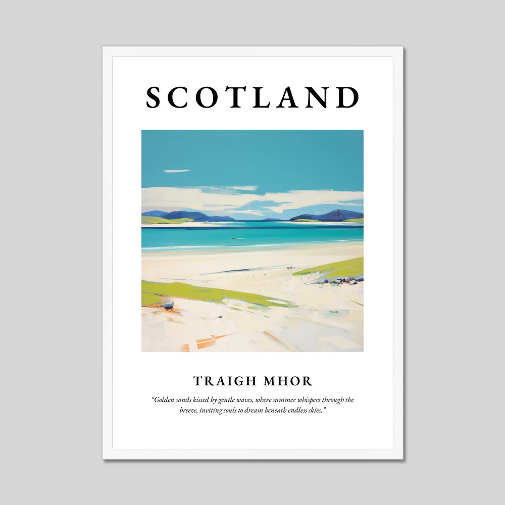 Poster in a white frame with the word Scotland