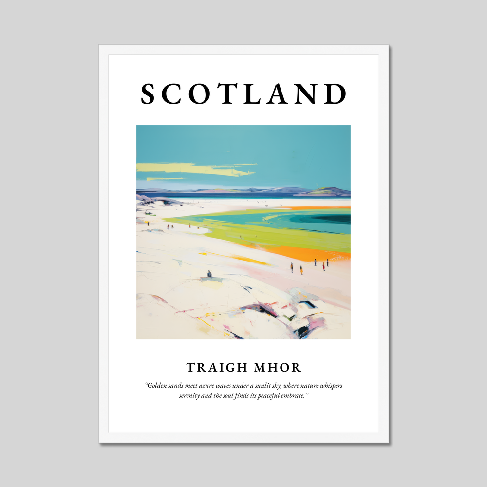 Poster in a white frame with the word Scotland