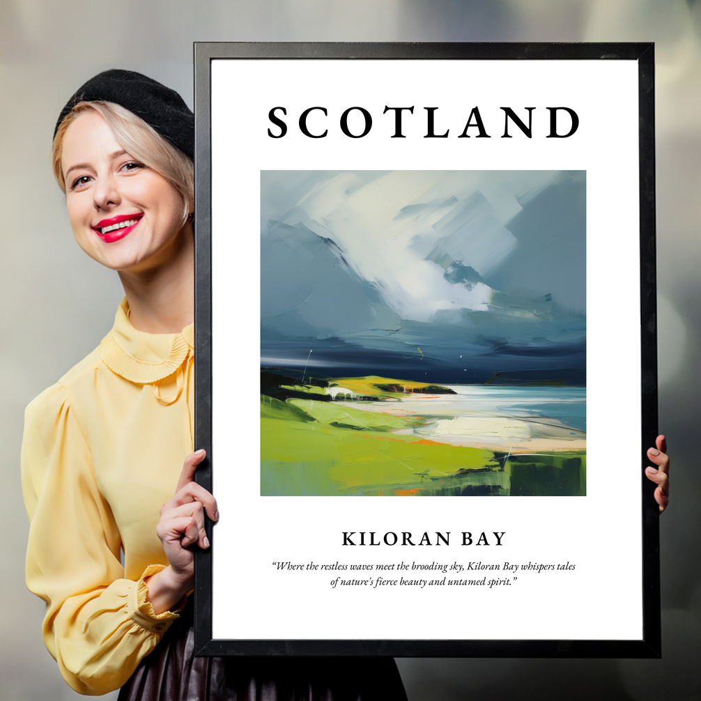 Person holding a poster of Kiloran Bay