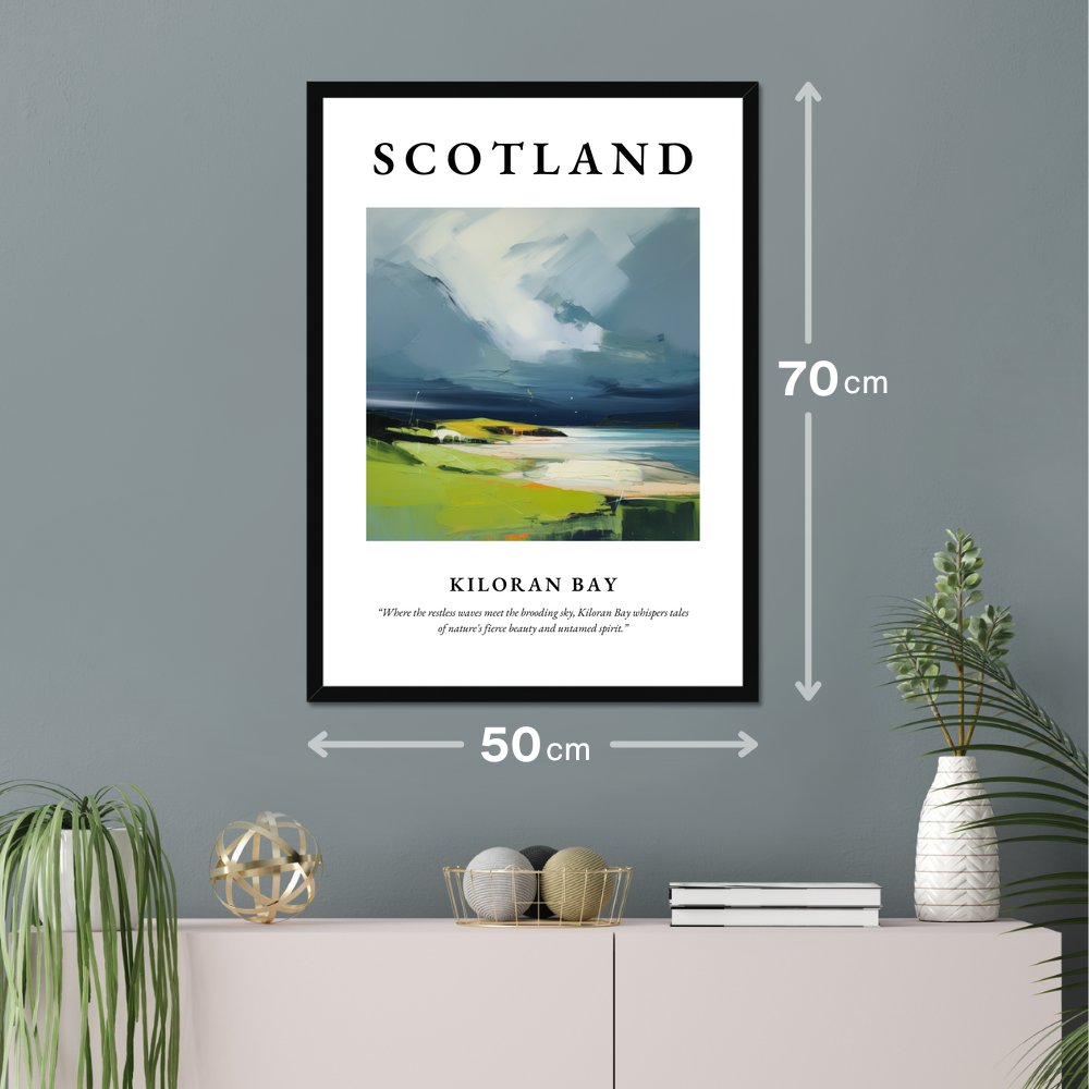 Poster of Kiloran Bay hanging on a wall