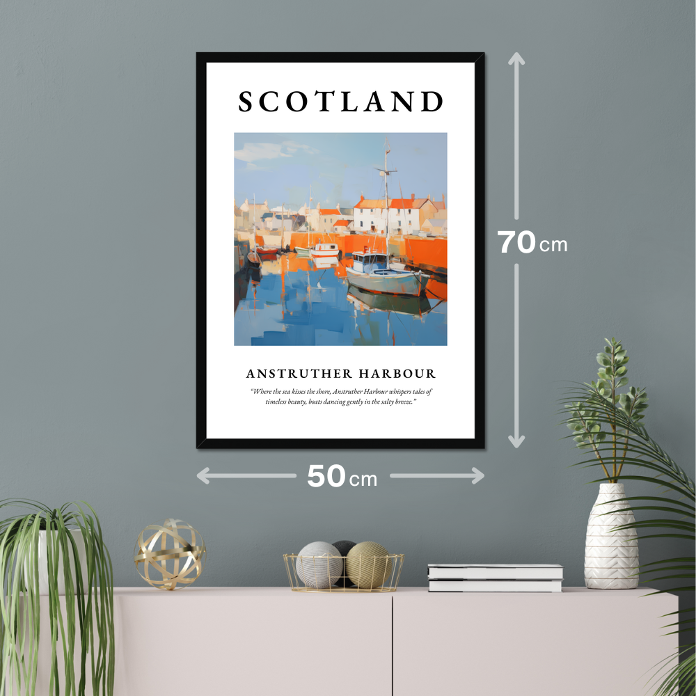 Poster of Anstruther Harbour hanging on a wall