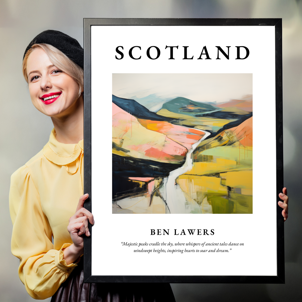 Person holding a poster of Ben Lawers