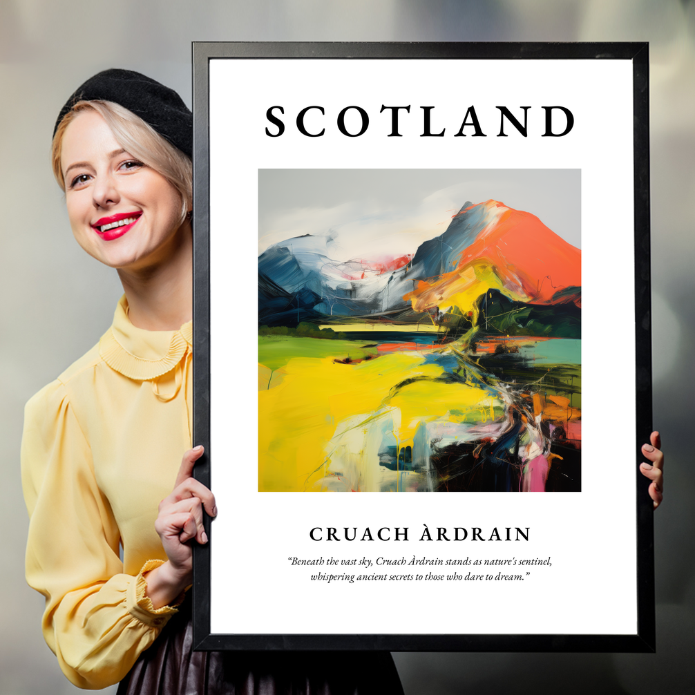 Person holding a poster of Cruach Àrdrain