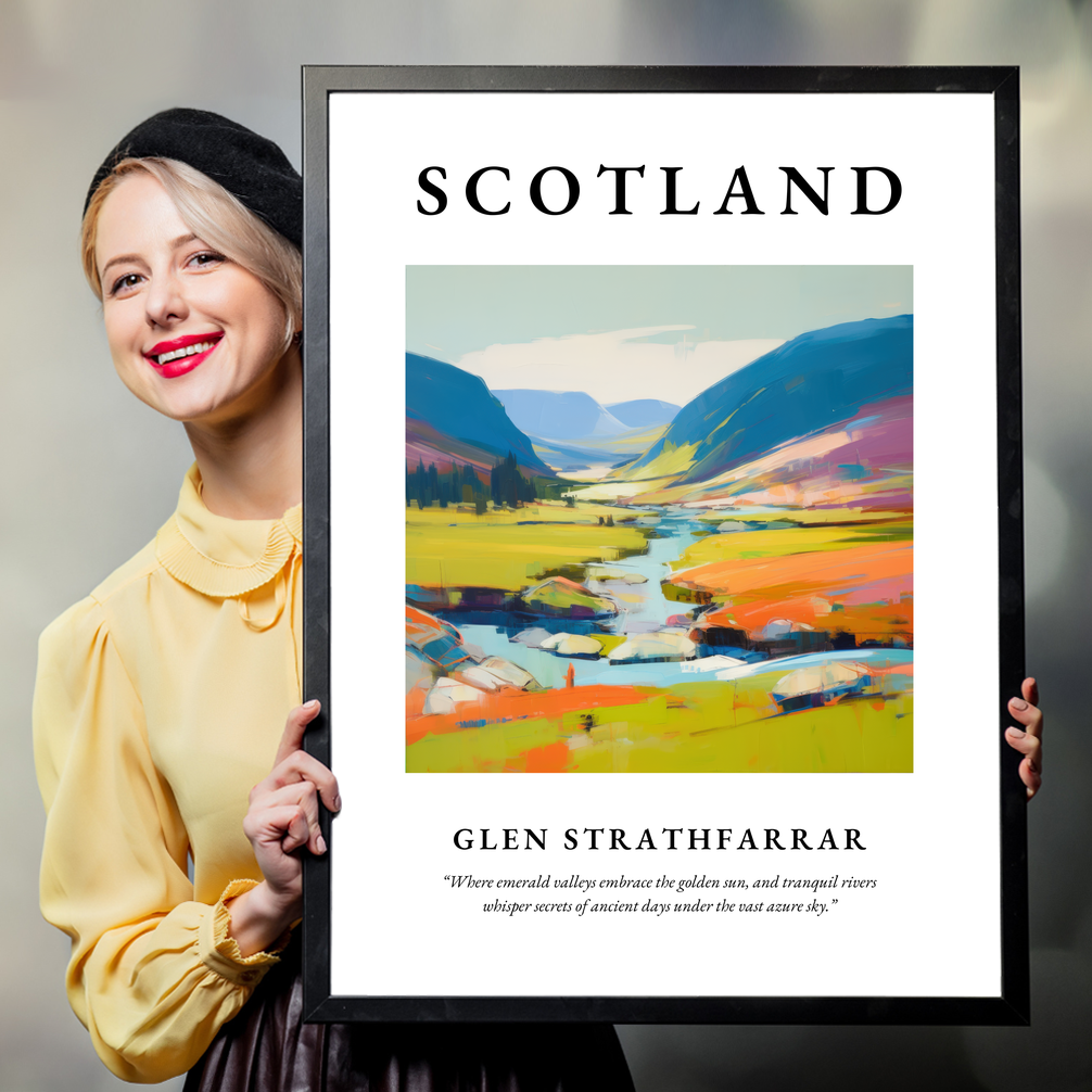 Person holding a poster of Glen Strathfarrar