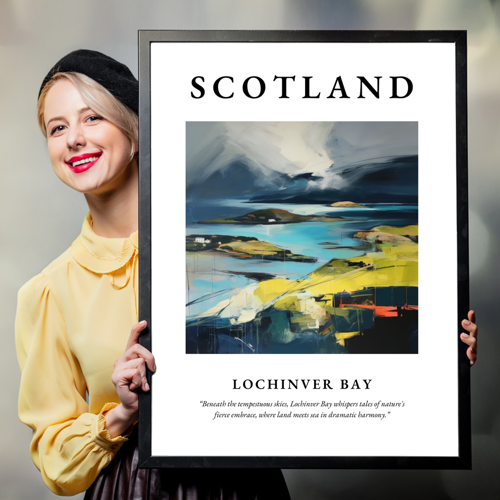 Person holding a poster of Lochinver Bay