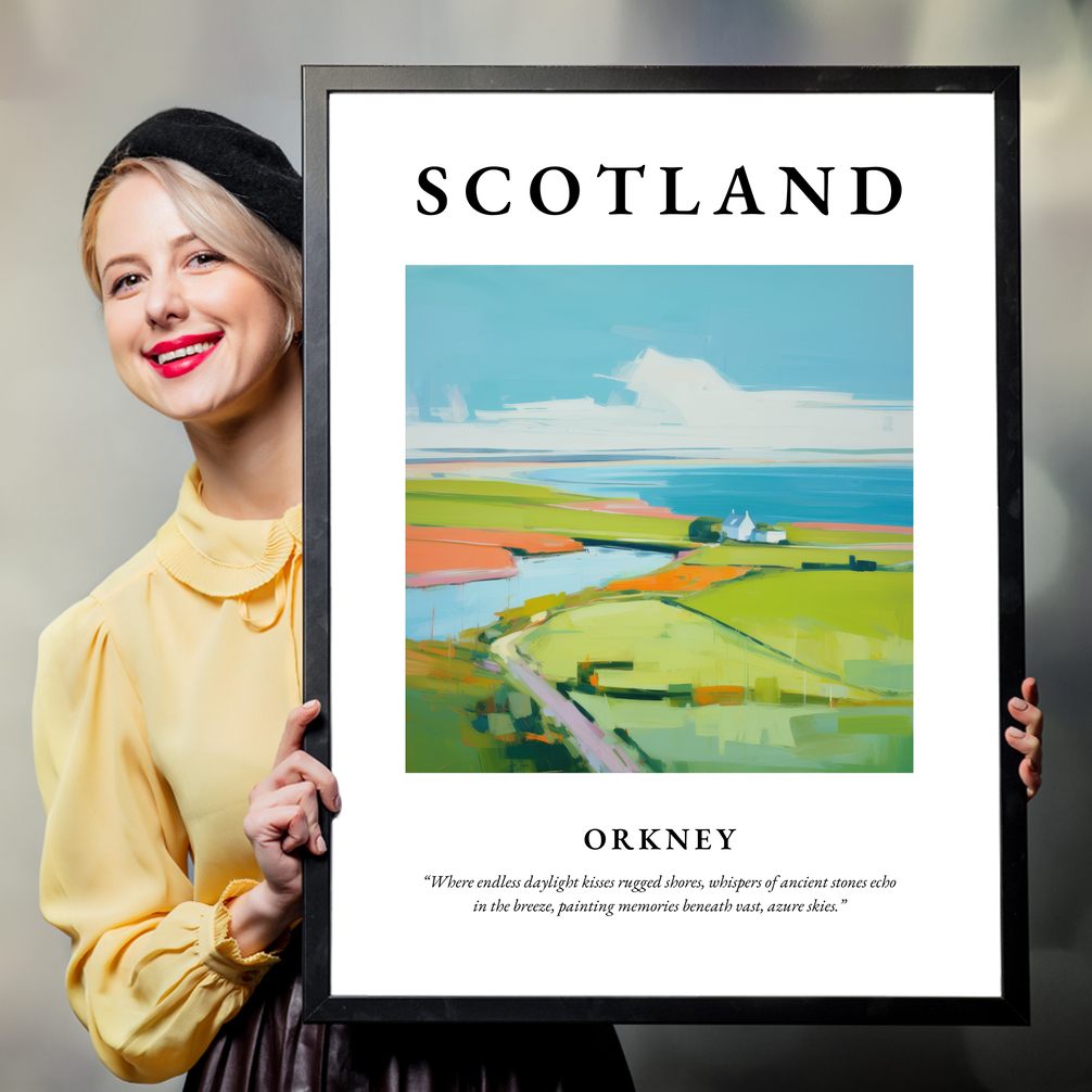 Person holding a poster of Orkney