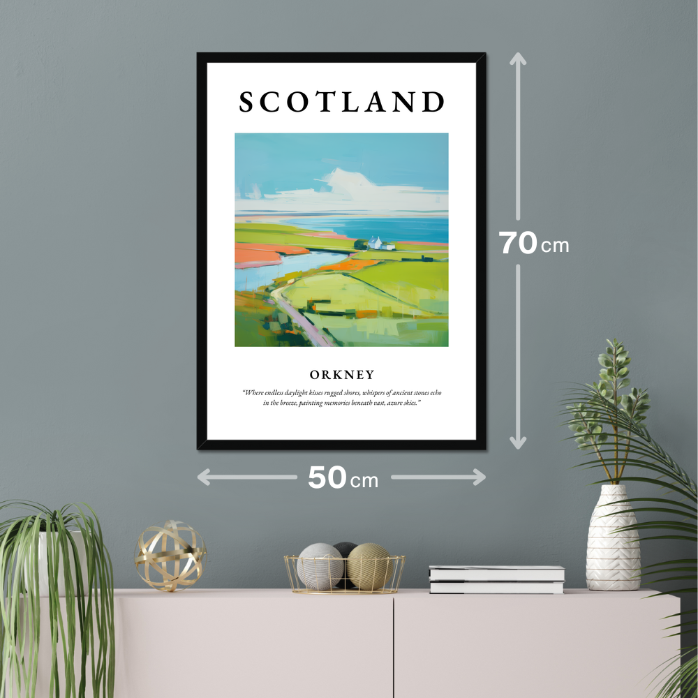 Poster of Orkney hanging on a wall