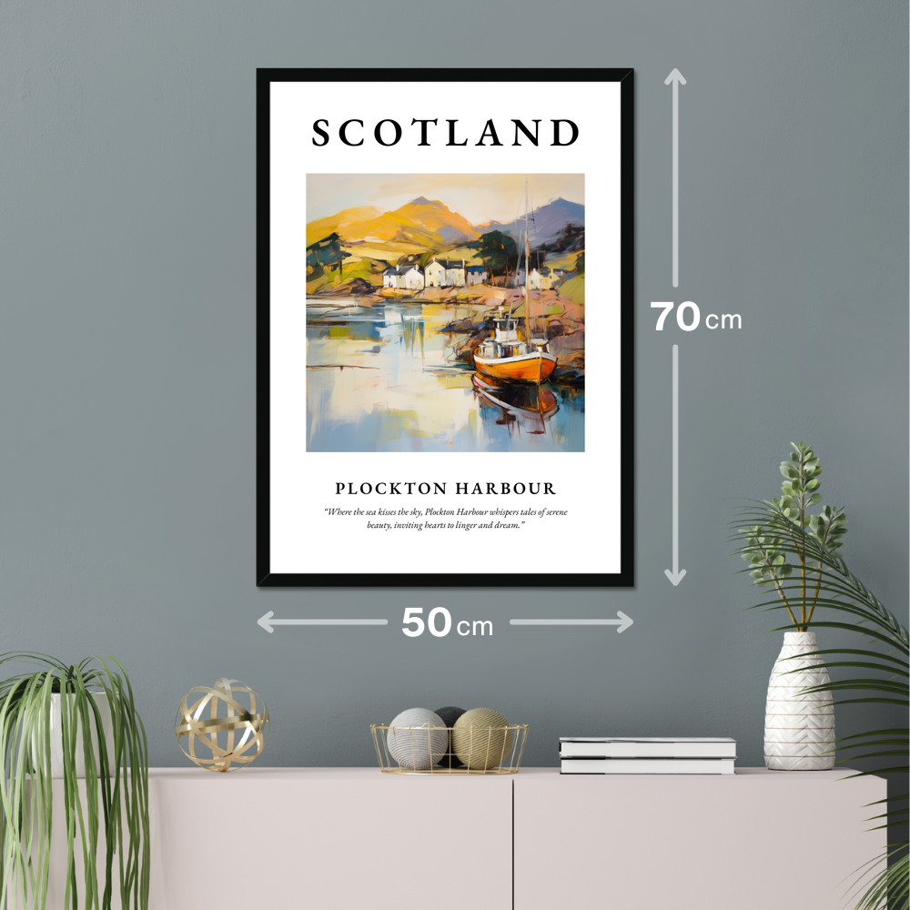 Poster of Plockton Harbour hanging on a wall