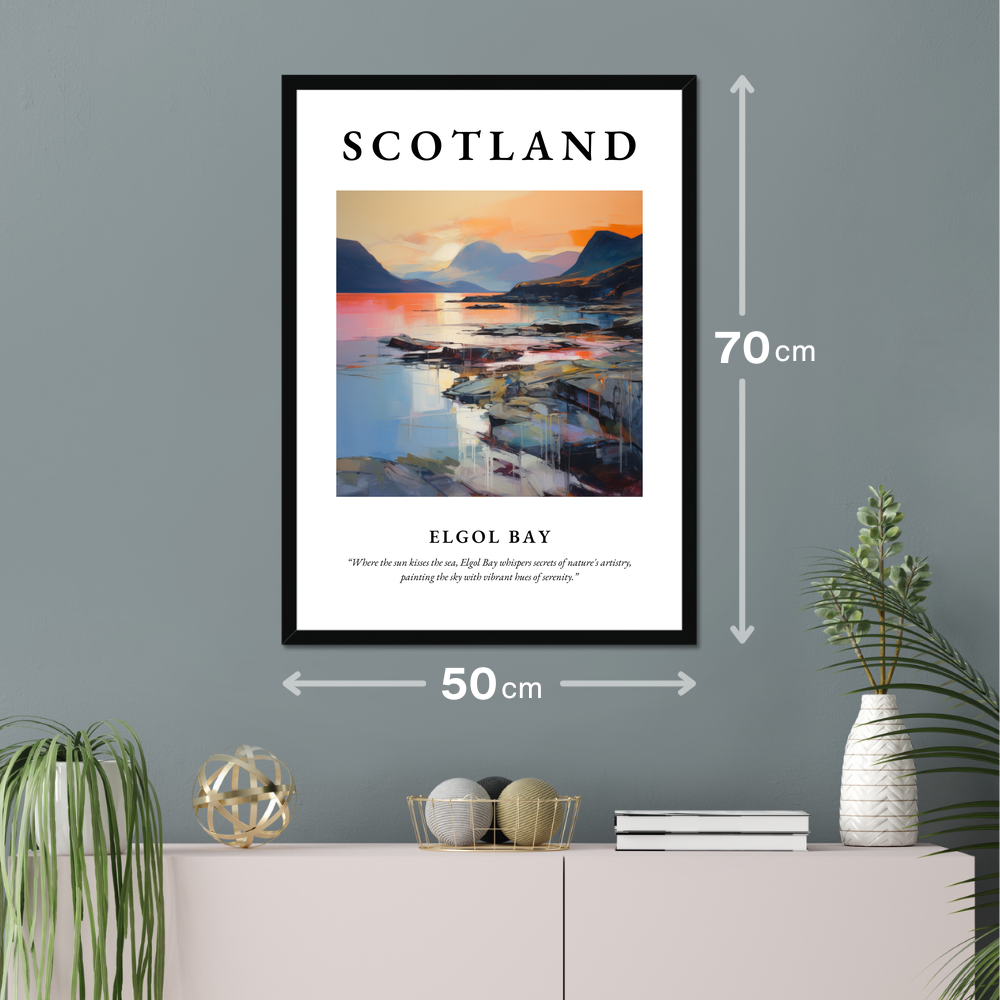 Poster of Elgol Bay hanging on a wall