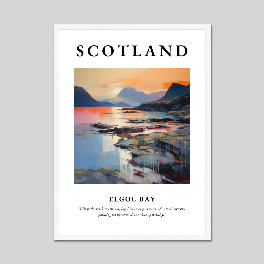 Poster in a white frame with the word Scotland