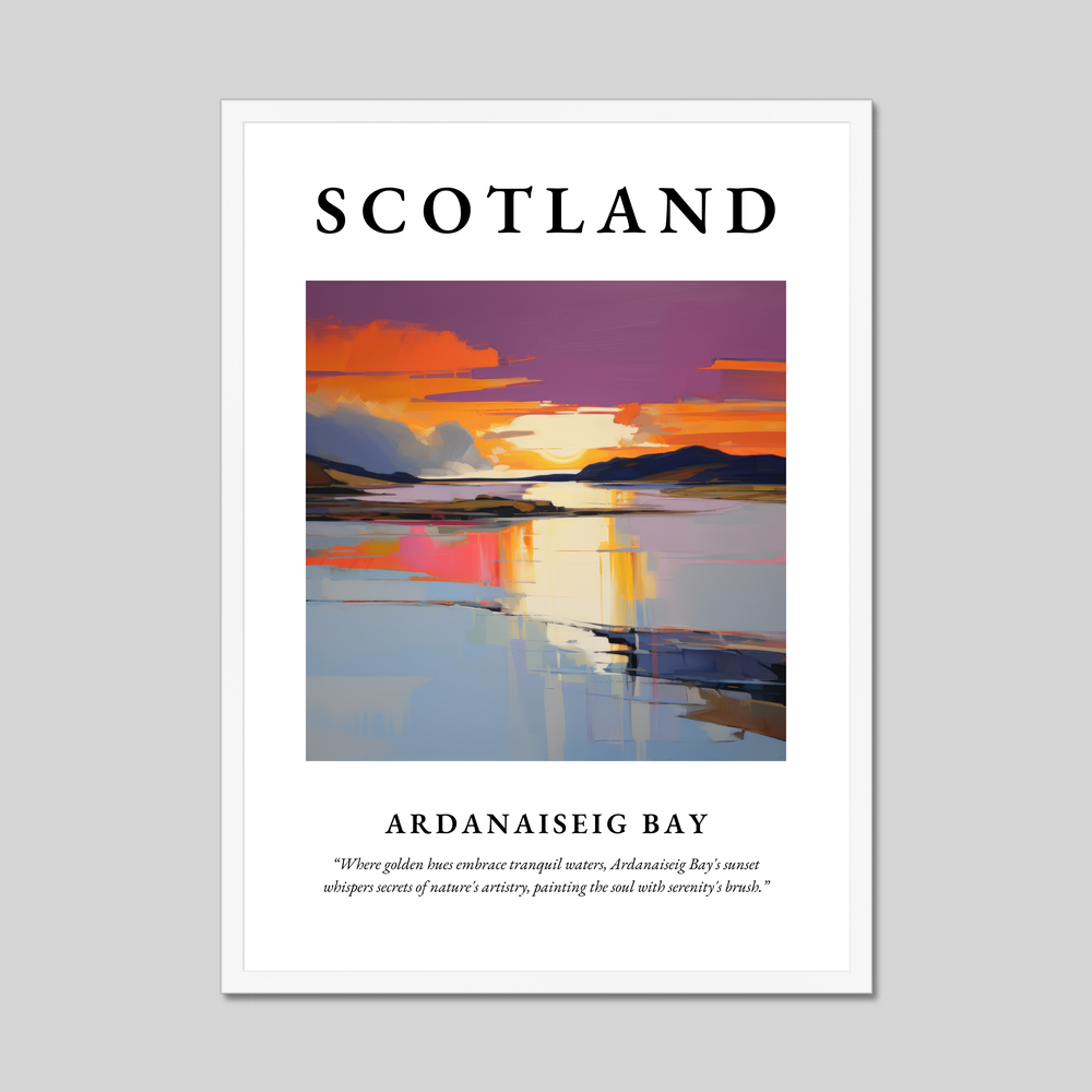 Poster in a white frame with the word Scotland