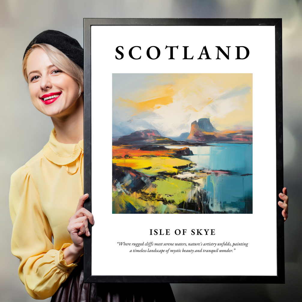 Person holding a poster of Isle of Skye