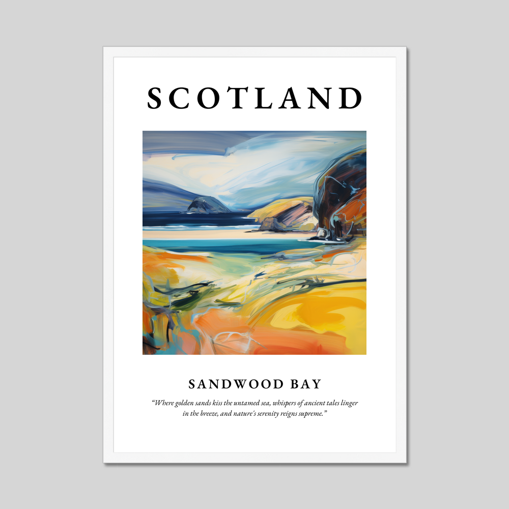 Poster in a white frame with the word Scotland