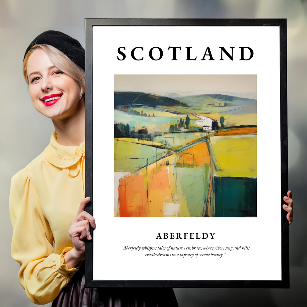 Person holding a poster of Aberfeldy