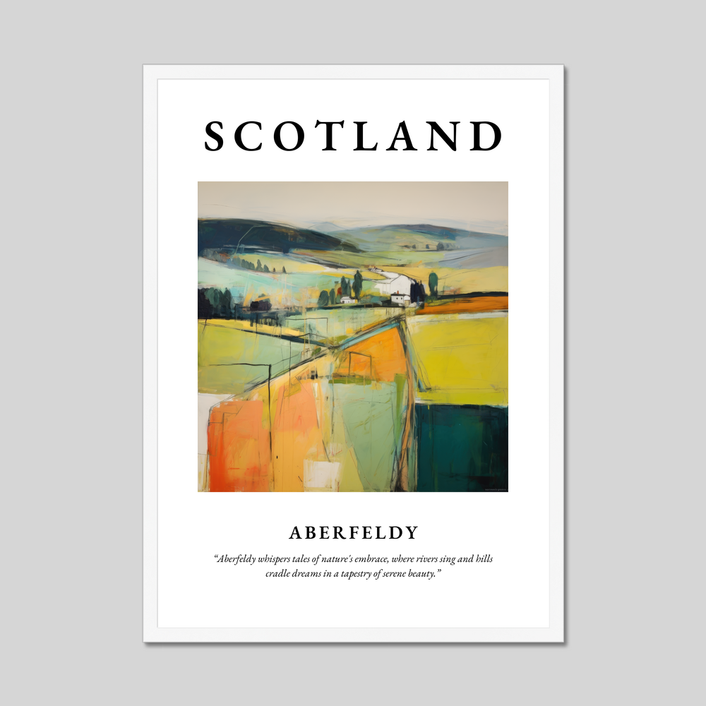 Poster in a white frame with the word Scotland