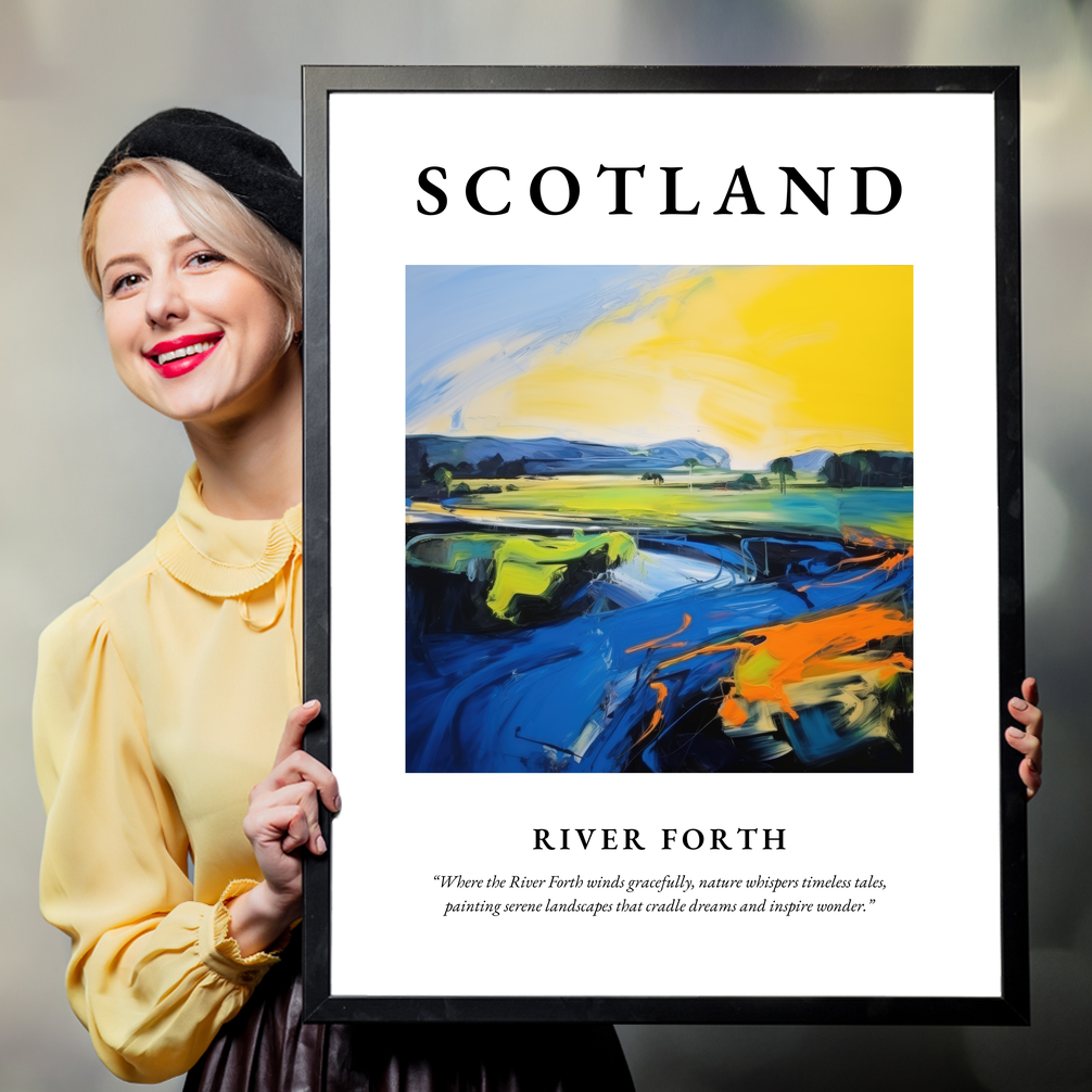 Person holding a poster of River Forth