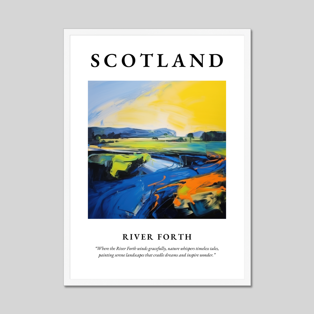 Poster in a white frame with the word Scotland