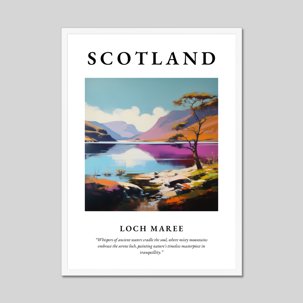 Poster in a white frame with the word Scotland