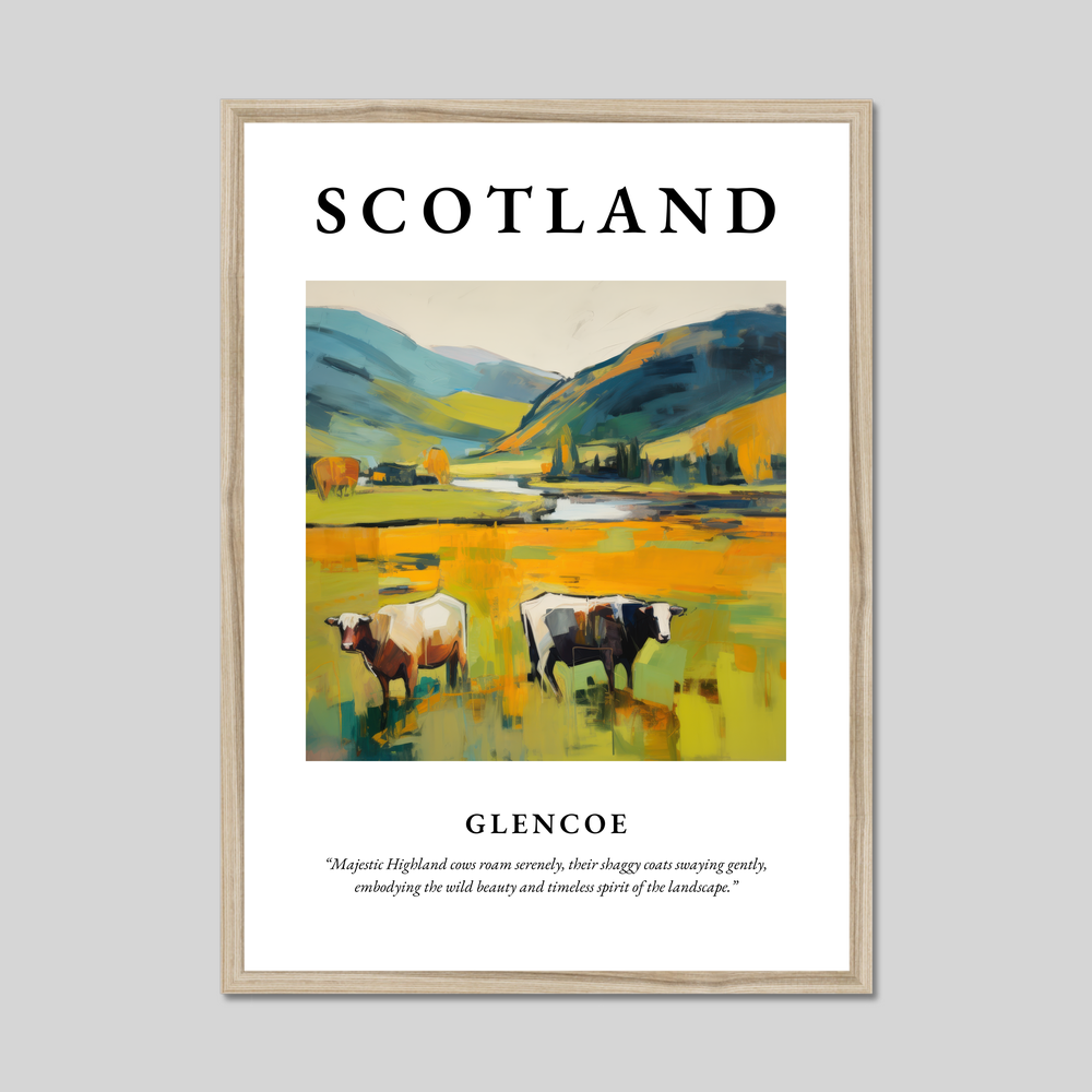 Poster in a natural frame with the word Scotland