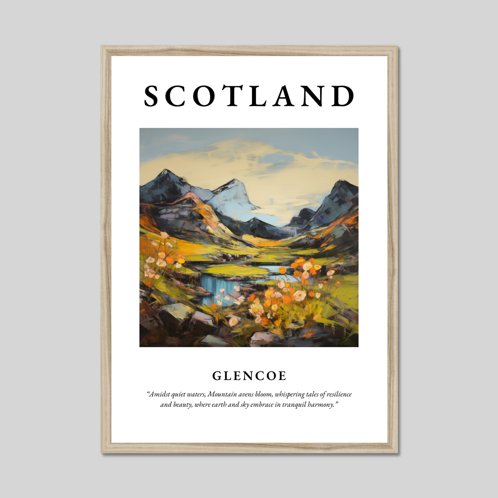 Poster in a natural frame with the word Scotland