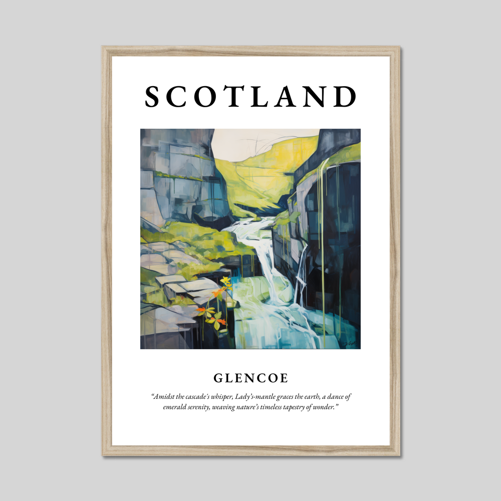 Poster in a natural frame with the word Scotland