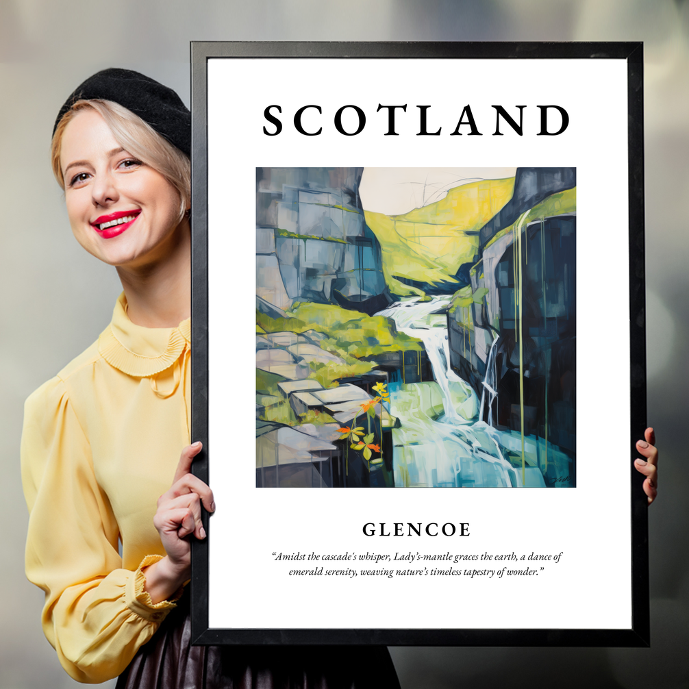 Person holding a poster of Glencoe