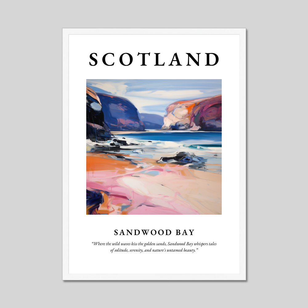 Poster in a white frame with the word Scotland