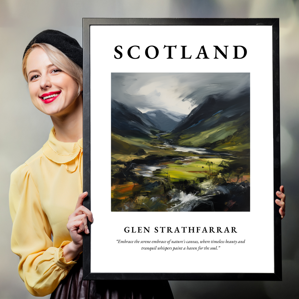 Person holding a poster of Glen Strathfarrar