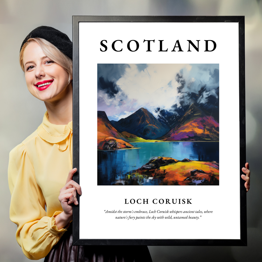 Person holding a poster of Loch Coruisk