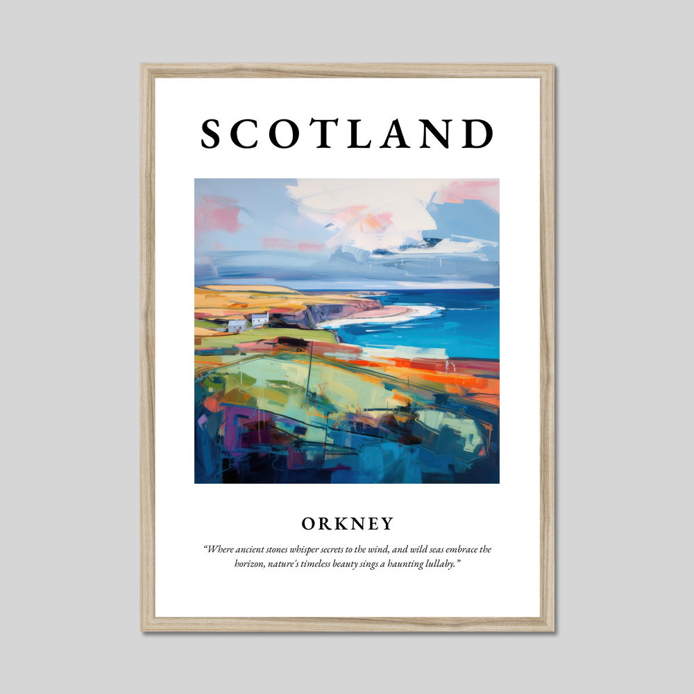 Poster in a natural frame with the word Scotland