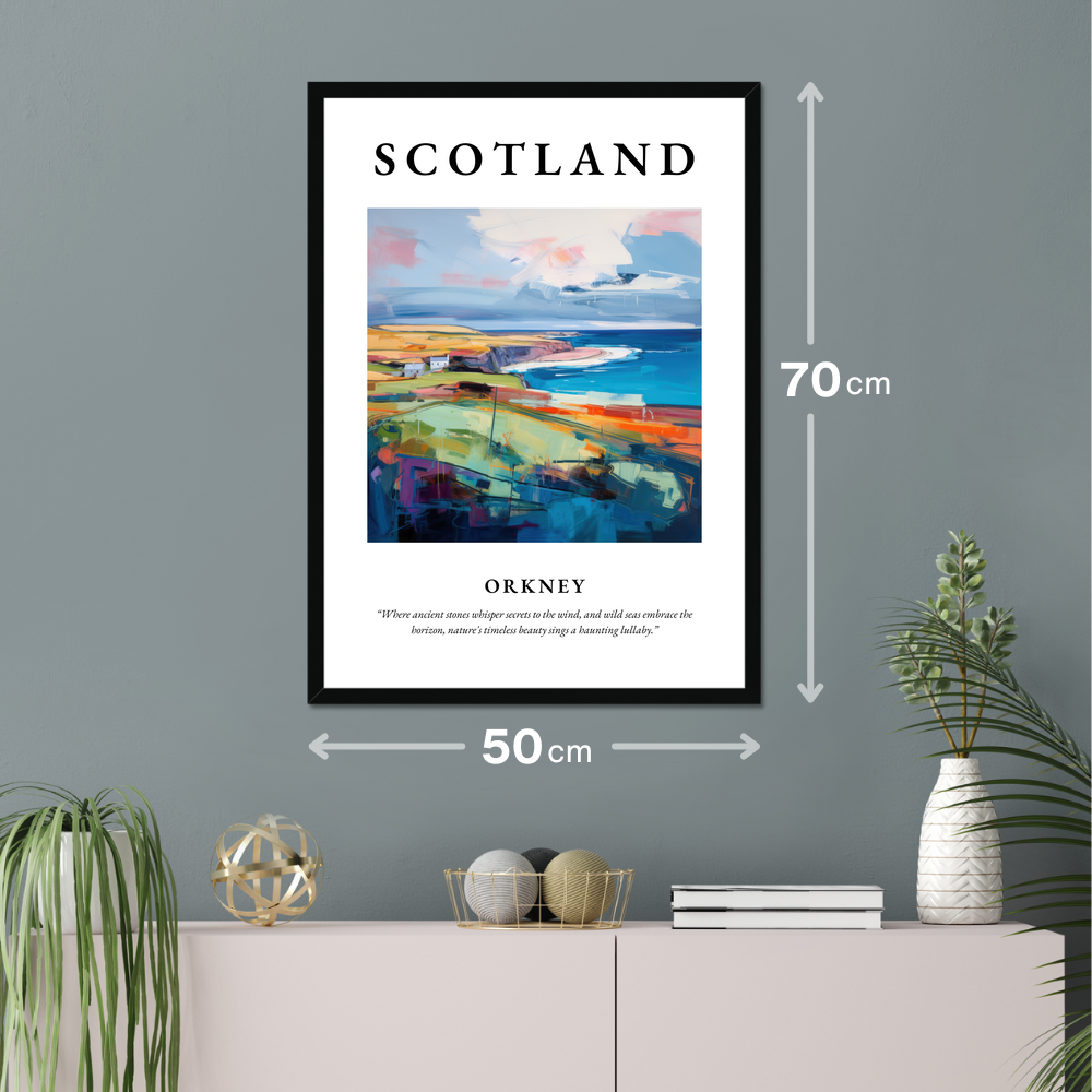 Poster of Orkney hanging on a wall