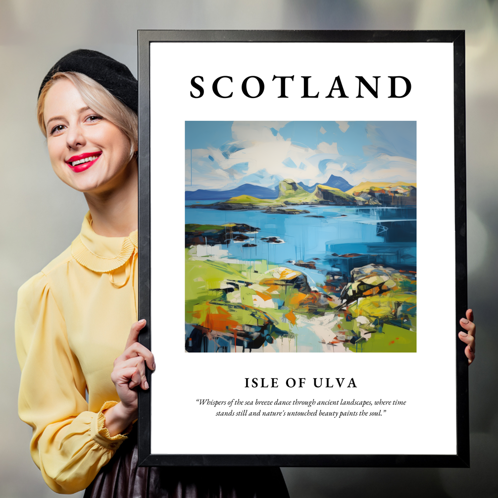 Person holding a poster of Isle of Ulva