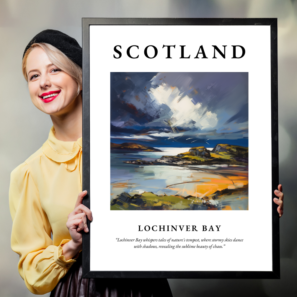 Person holding a poster of Lochinver Bay