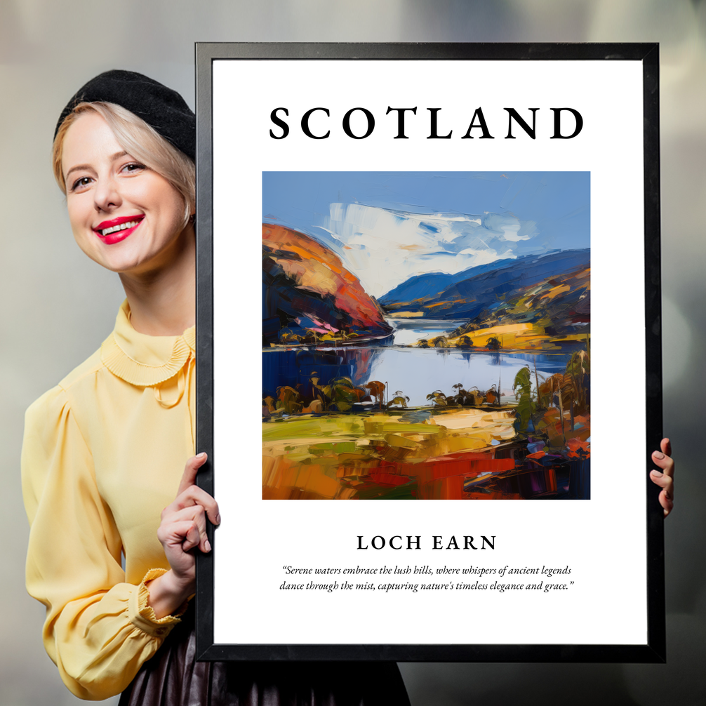 Person holding a poster of Loch Earn