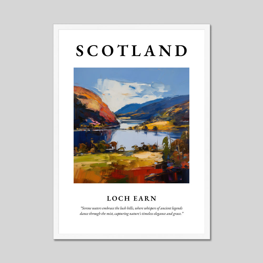 Poster in a white frame with the word Scotland