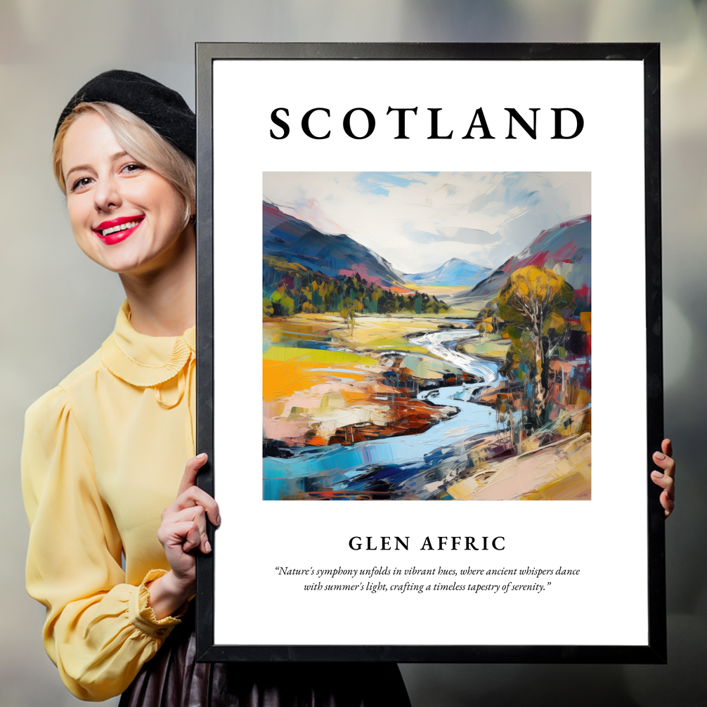 Person holding a poster of Glen Affric