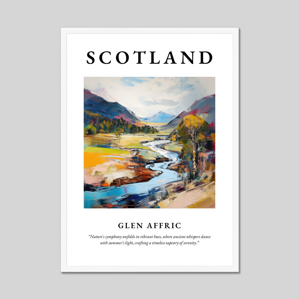 Poster in a white frame with the word Scotland