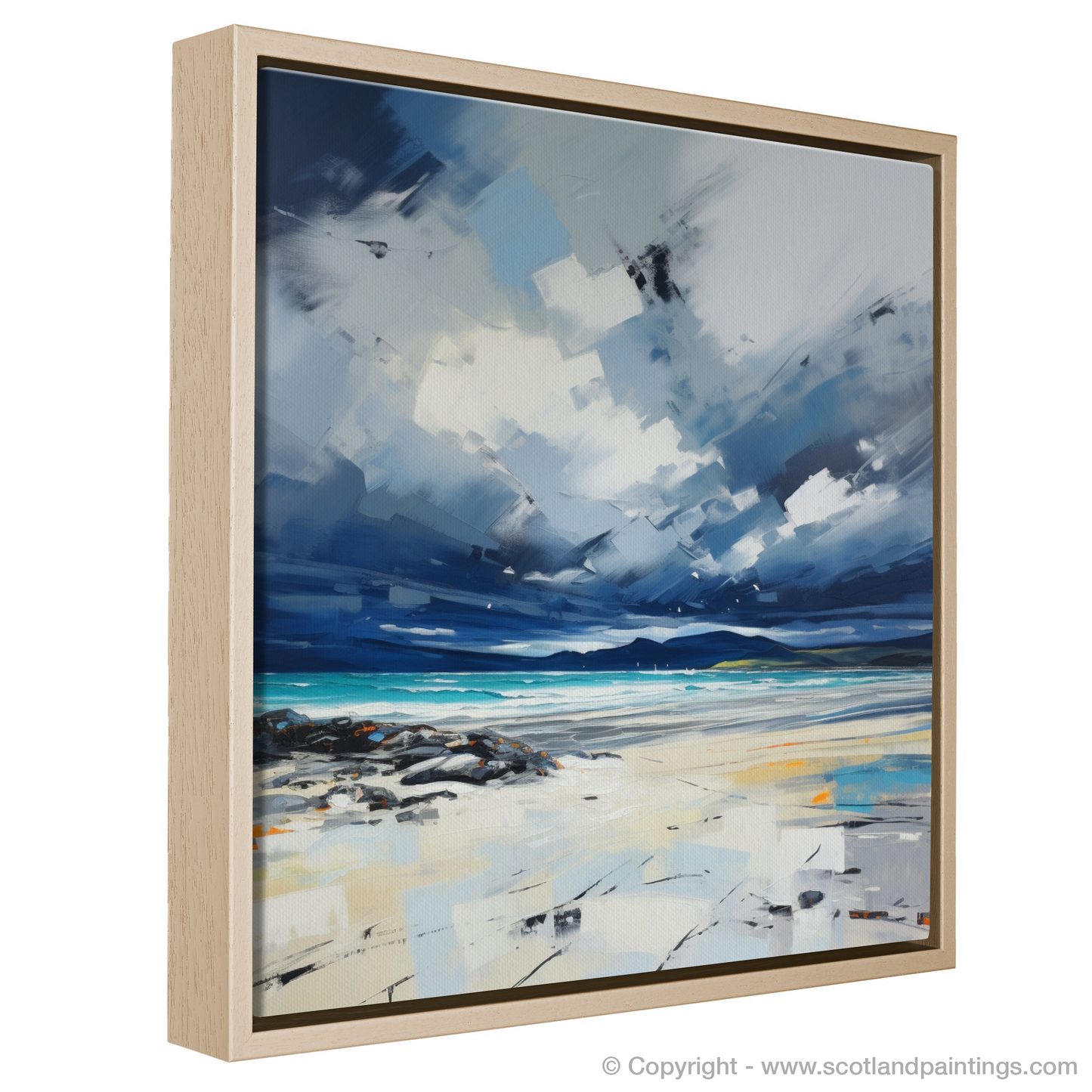 Painting and Art Print of Luskentyre Beach with a stormy sky. Storm over Luskentyre: An Expressionist Tribute to Scotland's Coastal Drama.