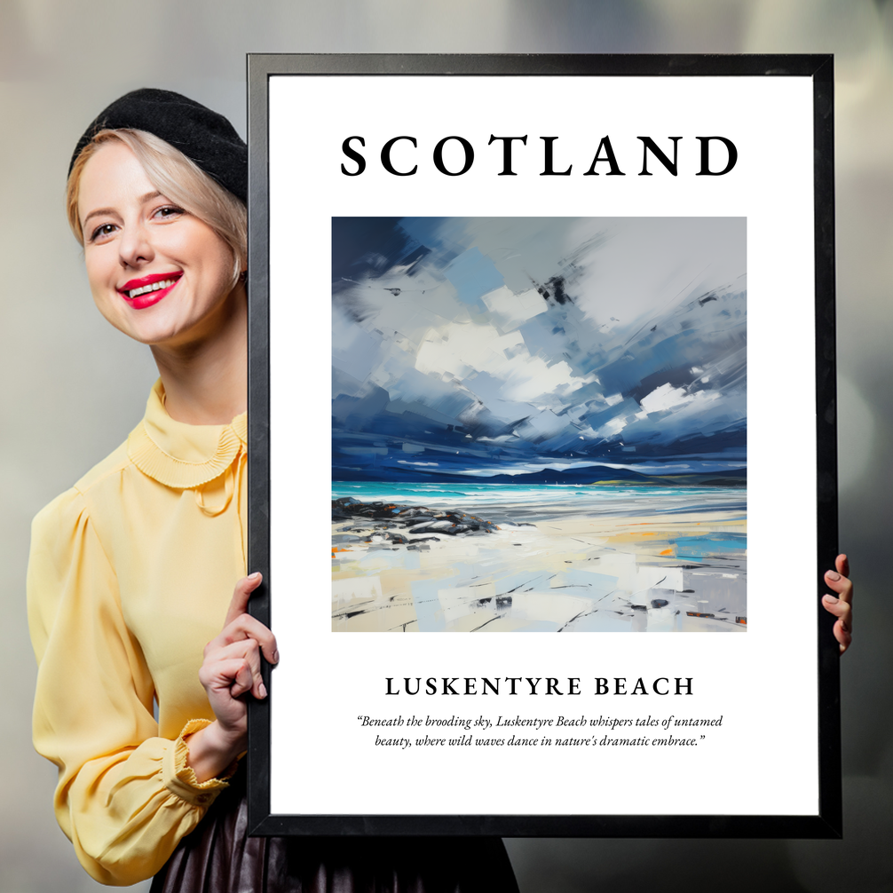 Person holding a poster of Luskentyre Beach