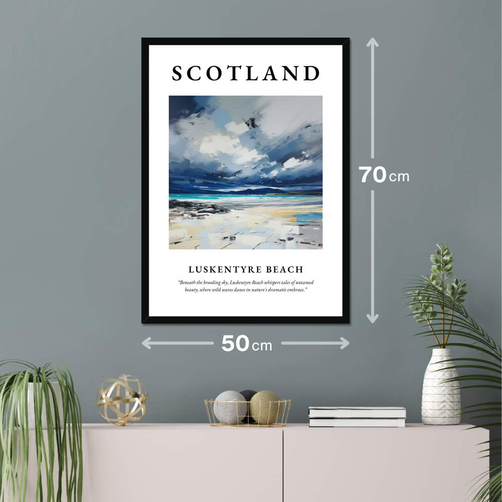 Poster of Luskentyre Beach hanging on a wall