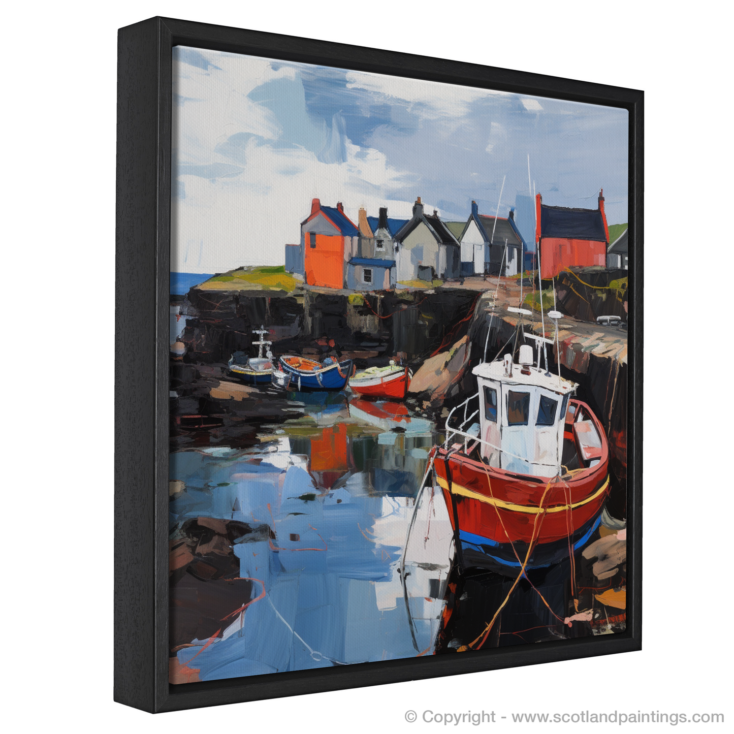 Painting and Art Print of Lybster Harbour, Caithness. Expressionist Ode to Lybster Harbour.