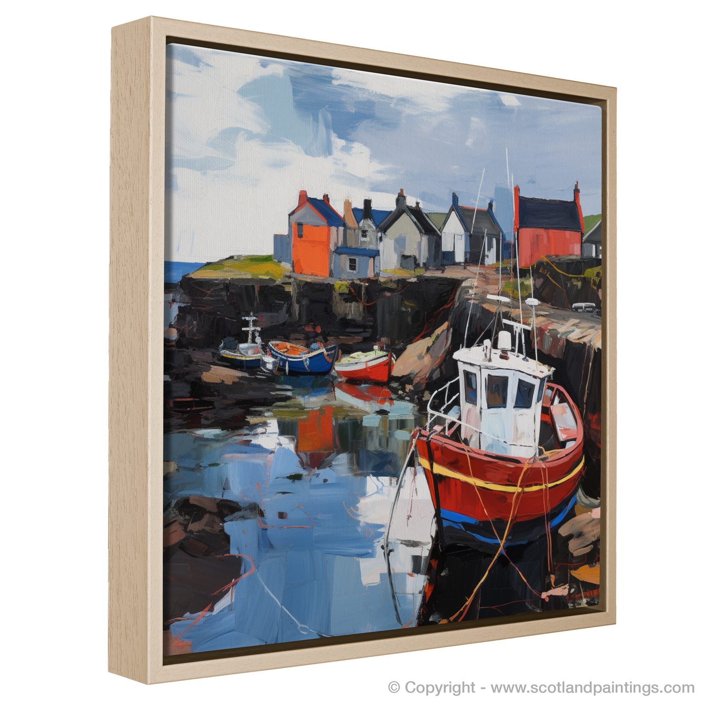 Painting and Art Print of Lybster Harbour, Caithness. Expressionist Ode to Lybster Harbour.