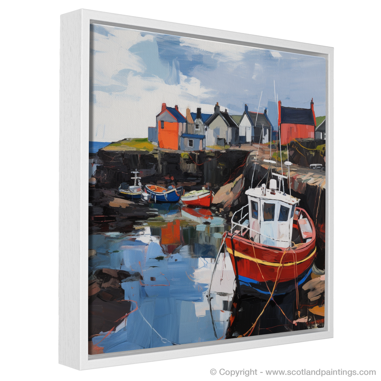 Painting and Art Print of Lybster Harbour, Caithness. Expressionist Ode to Lybster Harbour.